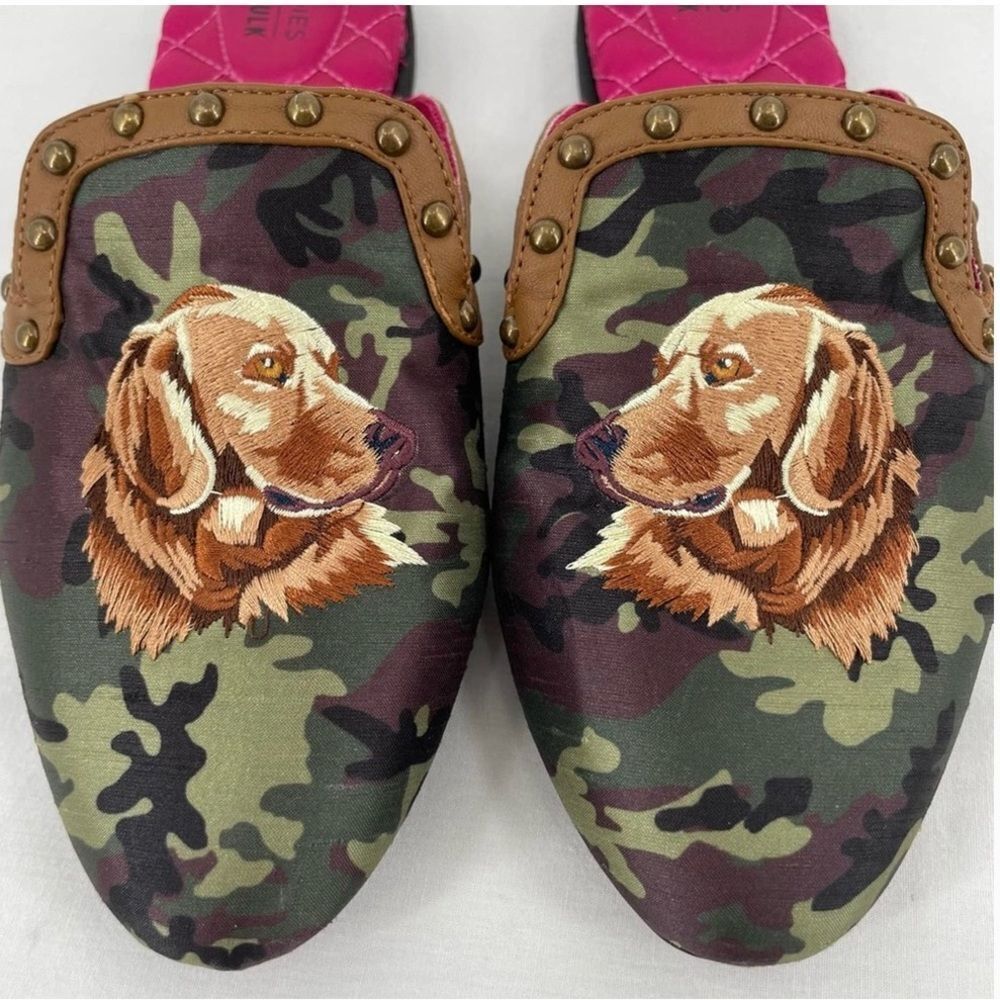 *Birdies* Sz 9 Ken Fulk Camo Dog Phoebe Slide Mules EUC - Picture 2 of 11